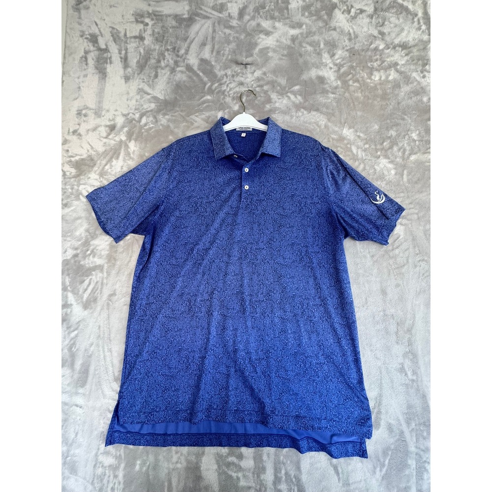 Peter Millar Summer Comfort Polo Shirt Men's Large Blue Paisley Golf Casual
